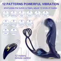Remote Control Anal Vibrator for Men Prostate Massager with Penis Cock Ring Vibrate Butt Plug Testicle Stimulator Adult Sex Toy