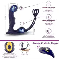 Remote Control Anal Vibrator for Men Prostate Massager with Penis Cock Ring Vibrate Butt Plug Testicle Stimulator Adult Sex Toy