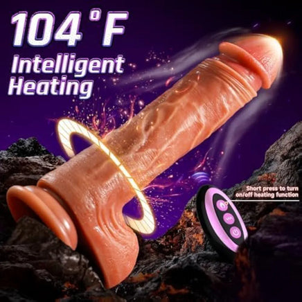 Realistic APP-Controlled Thrusting Vibrator with 9 Vibration and 9 Thrust Modes, Warming Function, and Soft Silicone Texture for G-Spot and Anal Stimulation