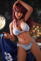 Denim Bikini 5.3FT Sex Doll Full Body Lifelike Size Sex Dolls for Male Realistic TPE Silicone Women Torso Sexy Doll,Brown Curly Hair Wheat-Skinned Body (148cm/58.2inch)