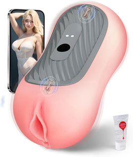 Realistic Squeezable Pocket Stroker for Men with 8 Vibration Modes and App-Controlled Suction