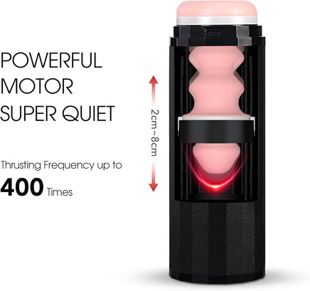Automatic Hands-Free Male Masturbator with 10 Thrusting Modes, 2 Realistic Sleeves, and Wearable Strap - Quiet 50dB Operation