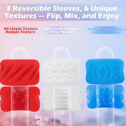 6-Texture Reversible Pocket Masturbator Sleeve for Men - Realistic Jelly Stroker Kit