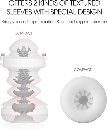 Automatic Hands-Free Male Masturbator with 10 Thrusting Modes, 2 Realistic Sleeves, and Wearable Strap - Quiet 50dB Operation