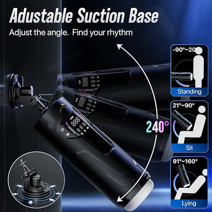 Uoffile AI-Powered Interactive Male Masturbator with 8 Sucking, Thrusting, and Vibration Modes, LCD Display, and Suction Base