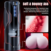 BootyPop Automatic Male Masturbator with 360° Heating, 10 Vibration & 7 Thrusting Modes, Realistic Dual-Channel Stroker with LCD Display