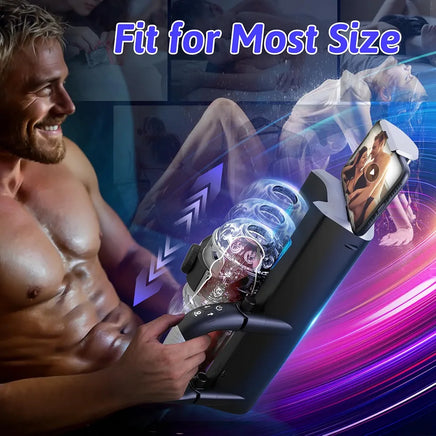 Automatic Male Masturbator with 12cm Thrusting Distance, Phone Stand, and Foldable Handle