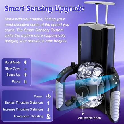 Automatic Male Masturbator with 12cm Thrusting Distance, Phone Stand, and Foldable Handle