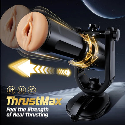 ThrustMax 360° Adjustable Hands-Free Automatic Masturbator with 3 Thrusting & Rotating Modes and Interchangeable Attachments