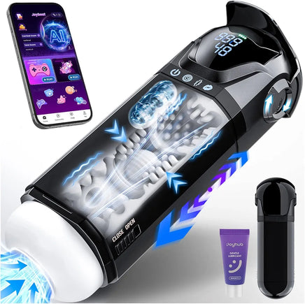 EORONE Advanced Male Masturbator with 9 Sucking, Thrusting, and Vibrating Modes, APP-Controlled 3D Stroker with Visual Screen