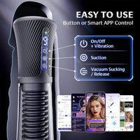 Male Masturbator Penis Pump - Transparent Visual Male Sex Toys for Men, APP Control Vibrating Spring & Power Suction with 2 Replaceable Sleeves & 6 Penis Rings for Masturbation Glans Trainer