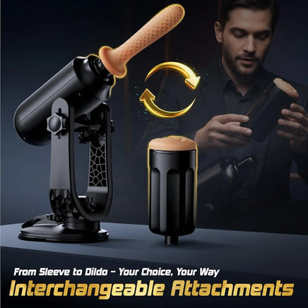 ThrustMax 360° Adjustable Hands-Free Automatic Masturbator with 3 Thrusting & Rotating Modes and Interchangeable Attachments
