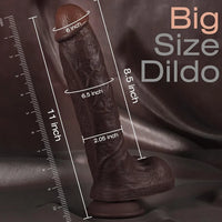 11-Inch Realistic Silicone Dildo with Suction Cup - Lifelike Texture for Anal and Vaginal Stimulation