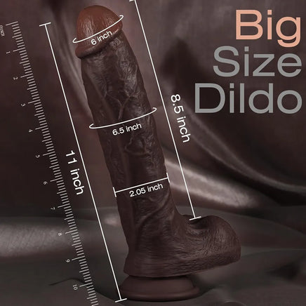 11-Inch Realistic Silicone Dildo with Suction Cup - Lifelike Texture for Anal and Vaginal Stimulation