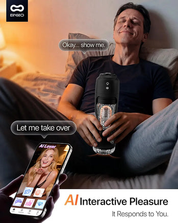 EINSEO AI-Sync Interactive Male Masturbator with 7.1" Deep Suction Sleeve, 7-Speed Vibration & Licking Function