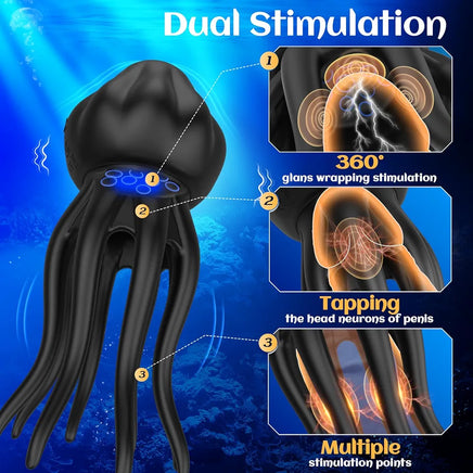 Sex Toys for Men Penis Vibrator - EINSEO Upgraded Larger Male Masturbator Sex Toy with 10 Powerful Vibrating Modes for Penis Clit Nipple Stimulation, 8-Tentacle Full Wrapping Adult Mens Sex Toys