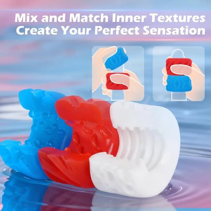 6-Texture Reversible Pocket Masturbator Sleeve for Men - Realistic Jelly Stroker Kit