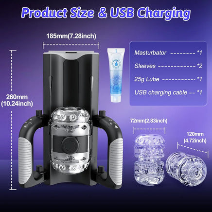 Automatic Male Masturbator with 12cm Thrusting Distance, Phone Stand, and Foldable Handle