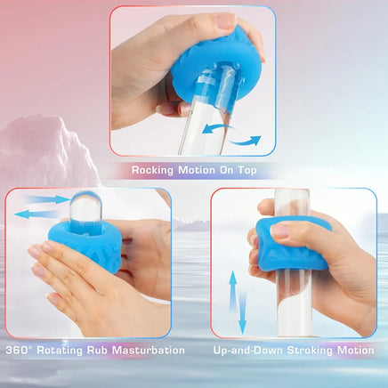 6-Texture Reversible Pocket Masturbator Sleeve for Men - Realistic Jelly Stroker Kit