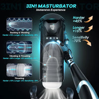 EORONE Advanced Male Masturbator with 9 Sucking, Thrusting, and Vibrating Modes, APP-Controlled 3D Stroker with Visual Screen