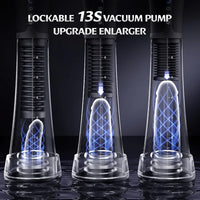 Male Masturbator Penis Pump - Transparent Visual Male Sex Toys for Men, APP Control Vibrating Spring & Power Suction with 2 Replaceable Sleeves & 6 Penis Rings for Masturbation Glans Trainer