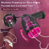 Automatic Pulsating Male Masturbator with Glans Vibrator and Realistic Stroker Texture