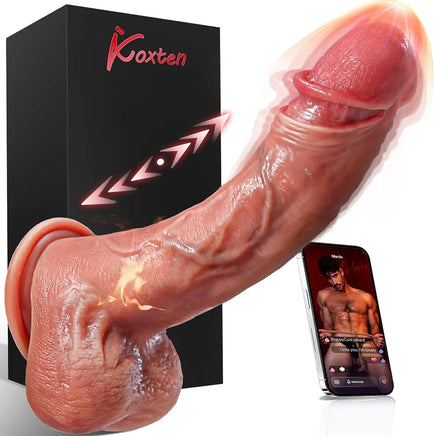 Realistic APP-Controlled Thrusting Vibrator with 9 Vibration and 9 Thrust Modes, Warming Function, and Soft Silicone Texture for G-Spot and Anal Stimulation