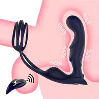 Remote Control Anal Vibrator for Men Prostate Massager with Penis Cock Ring Vibrate Butt Plug Testicle Stimulator Adult Sex Toy