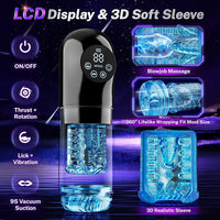 AI-Sync 9S Male Masturbator: Interactive Thrusting, Rotating, Vibrating, Sucking & Licking Sex Toy with App Control