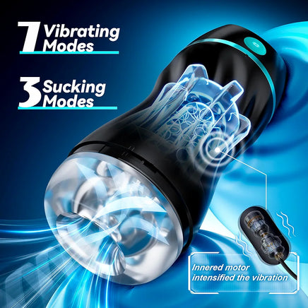 EINSEO AI Interactive Hands-Free Male Masturbator with 7 Vibration & Suction Modes, 3D Realistic Texture, and Penis Pump Functionality