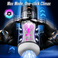 Uoffile AI-Powered Interactive Male Masturbator with 8 Sucking, Thrusting, and Vibration Modes, LCD Display, and Suction Base