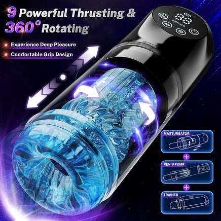 AI-Sync 9S Male Masturbator: Interactive Thrusting, Rotating, Vibrating, Sucking & Licking Sex Toy with App Control