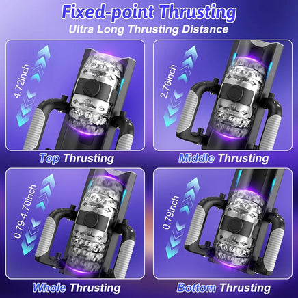 Automatic Male Masturbator with 12cm Thrusting Distance, Phone Stand, and Foldable Handle