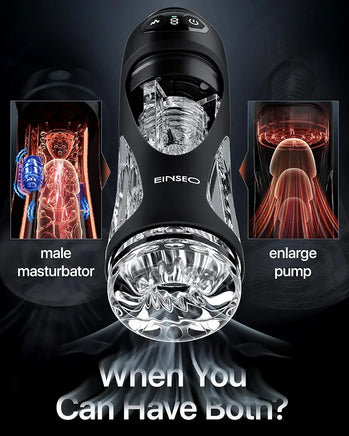 EINSEO AI-Sync Interactive Male Masturbator with 7.1" Deep Suction Sleeve, 7-Speed Vibration & Licking Function