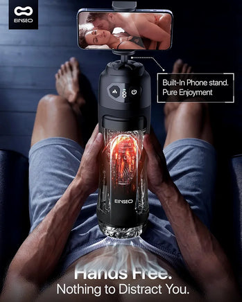 EINSEO AI-Sync Interactive Male Masturbator with 7.1" Deep Suction Sleeve, 7-Speed Vibration & Licking Function