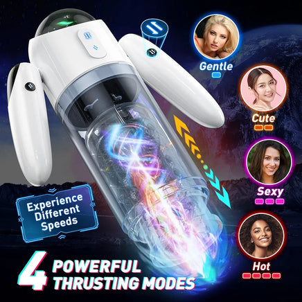 11-Mode Automatic Thrusting and Rotating Male Masturbator with Extendable Arms and Portable Armband Control