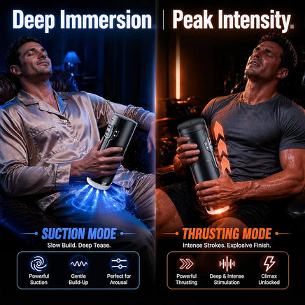 Uoffile AI-Powered Interactive Male Masturbator with 8 Sucking, Thrusting, and Vibration Modes, LCD Display, and Suction Base