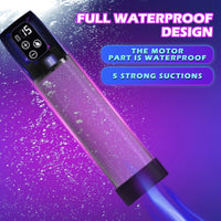 IPX7 Electric Penis Pump with 5 Suction Penis Massager Stimulator Enlargement Enhancer Male Masturbator Sex Toys for Men