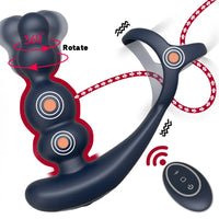 Male Prostate Massager Vibrator 360°Rotate Anal Plugs Penis Ring Butt Plug Vibrator Wireless Control Sex Toy for Men Masturbator