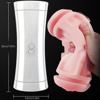 Hand Free Male Masturbator Cup Vaginal Oral Sex Dual Channel Vibrating Masturbation Pocket Pussy Mouth Blowjob Sex Toys for Men