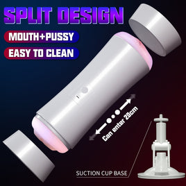 Hand Free Male Masturbator Cup Vaginal Oral Sex Dual Channel Vibrating Masturbation Pocket Pussy Mouth Blowjob Sex Toys for Men