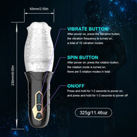 Male Masturbator Cup Rotating Vibrating Vagina Glans Penis Stimulate Lasting Delay Massager Masturbation Cup Sex Toys for Men
