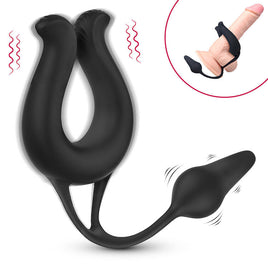 9 Modes Vibrating Cock Ring & Anul Plug Massager